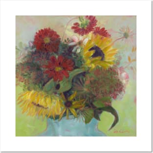 Late Summer Bouquet, Sunflowers, Dahlias Posters and Art